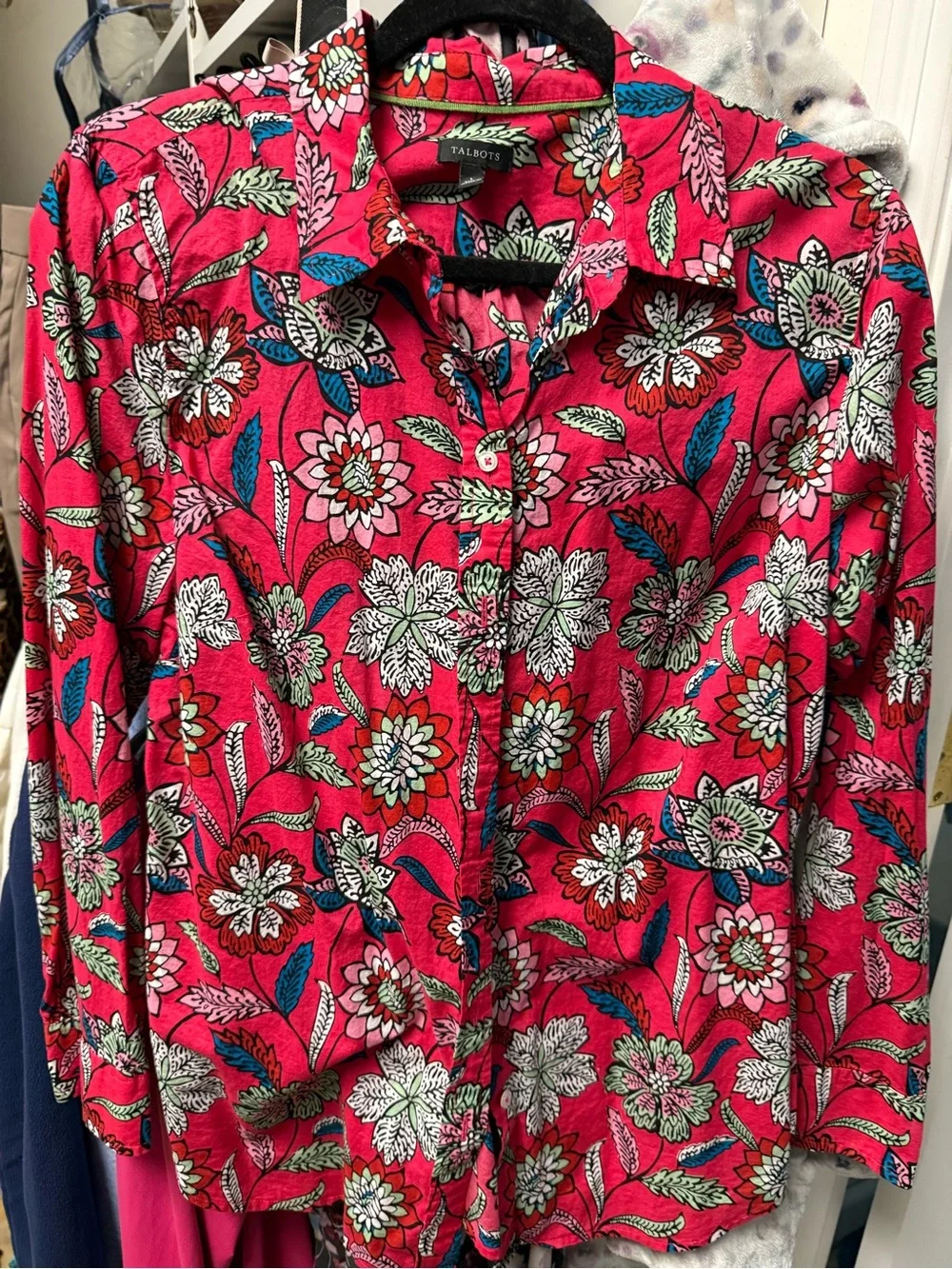 Talbots Pink Floral Button-Up Blouse - Picture 1 of 3